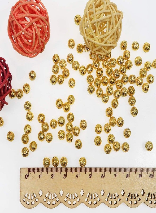 Dhruv Crafts Gold Spacer Beads 6mm Filigree Hollow Ball Beads Round Metal Loose Beads for DIY Crafts Bracelets Necklaces Earrings Jewelry Making |100 Pieces| |Gold| |8MM| - Image 3